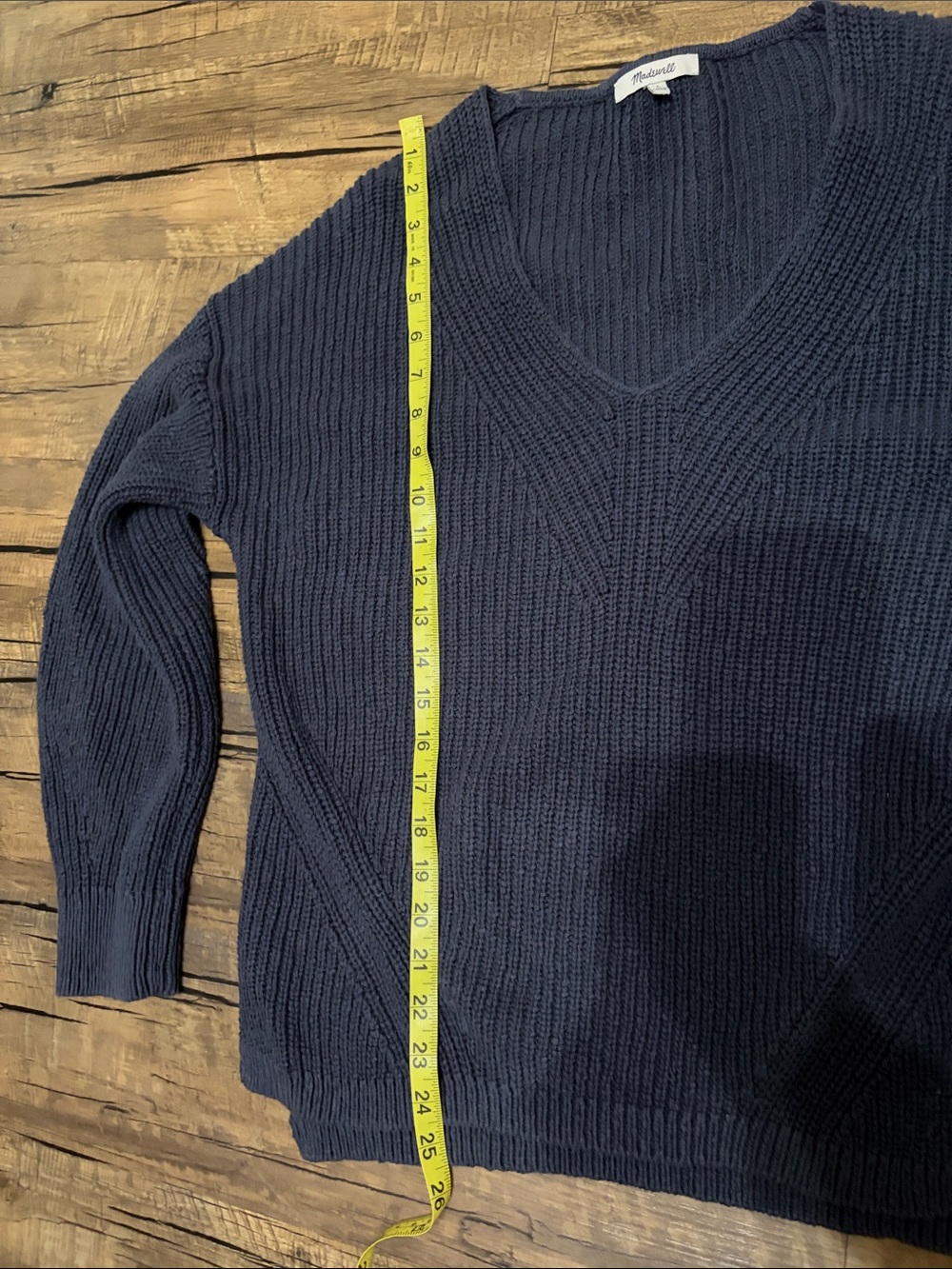 Madewell Deep Blue V Neck Sweater Large - Picture 7 of 7